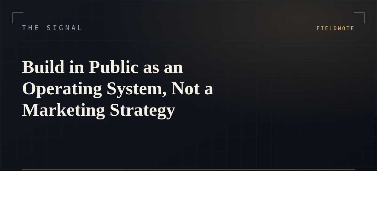 Build in Public as an Operating System, Not a Marketing Strategy