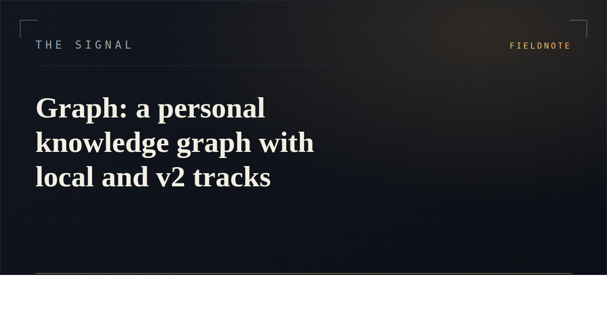 Graph: a personal knowledge graph with local and v2 tracks
