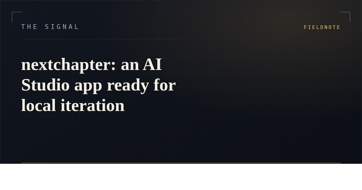 nextchapter: an AI Studio app ready for local iteration