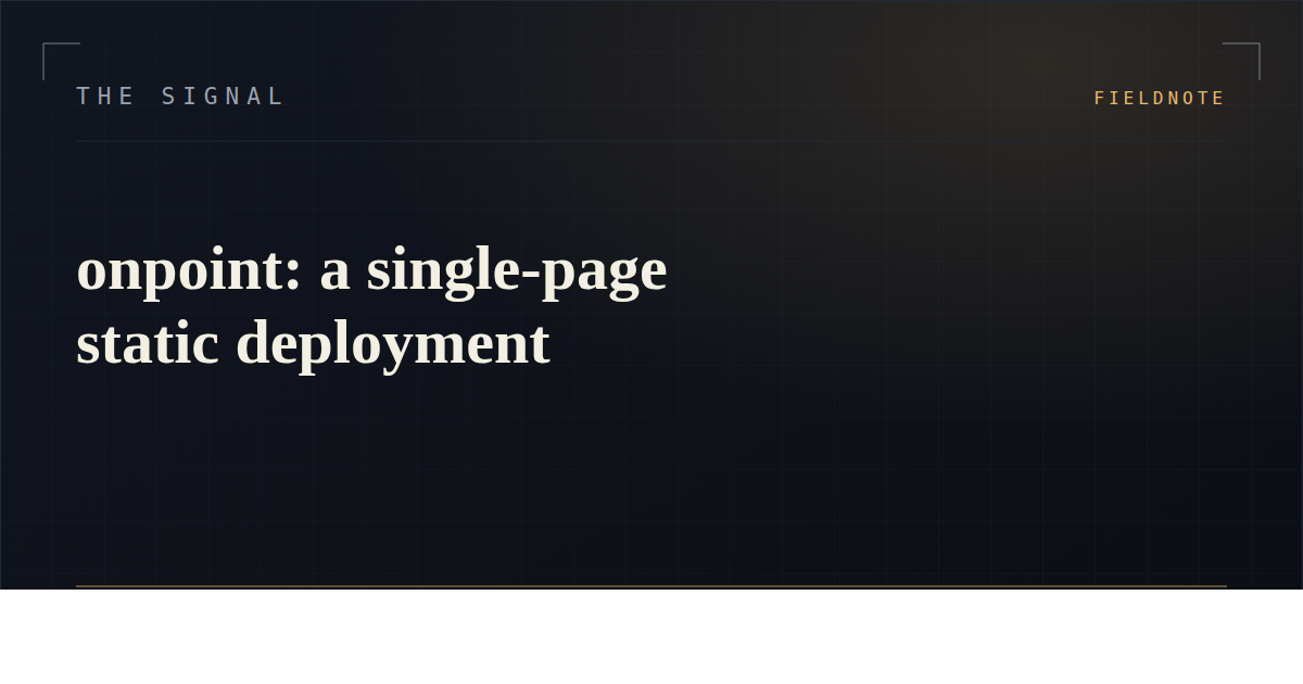 onpoint: a single-page static deployment
