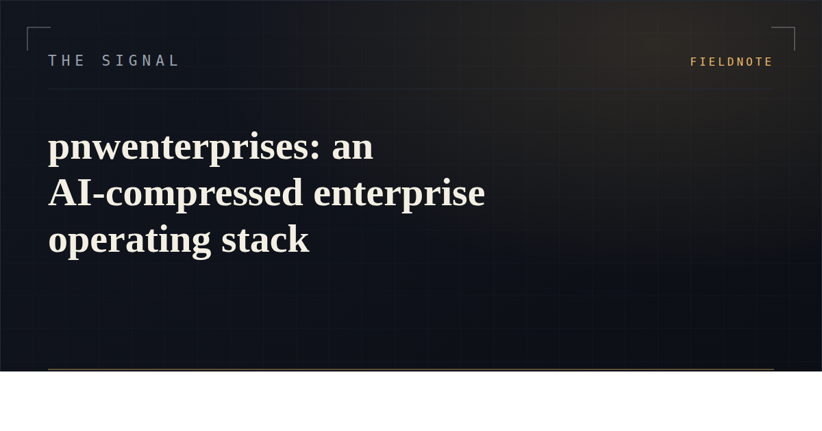 pnwenterprises: an AI-compressed enterprise operating stack